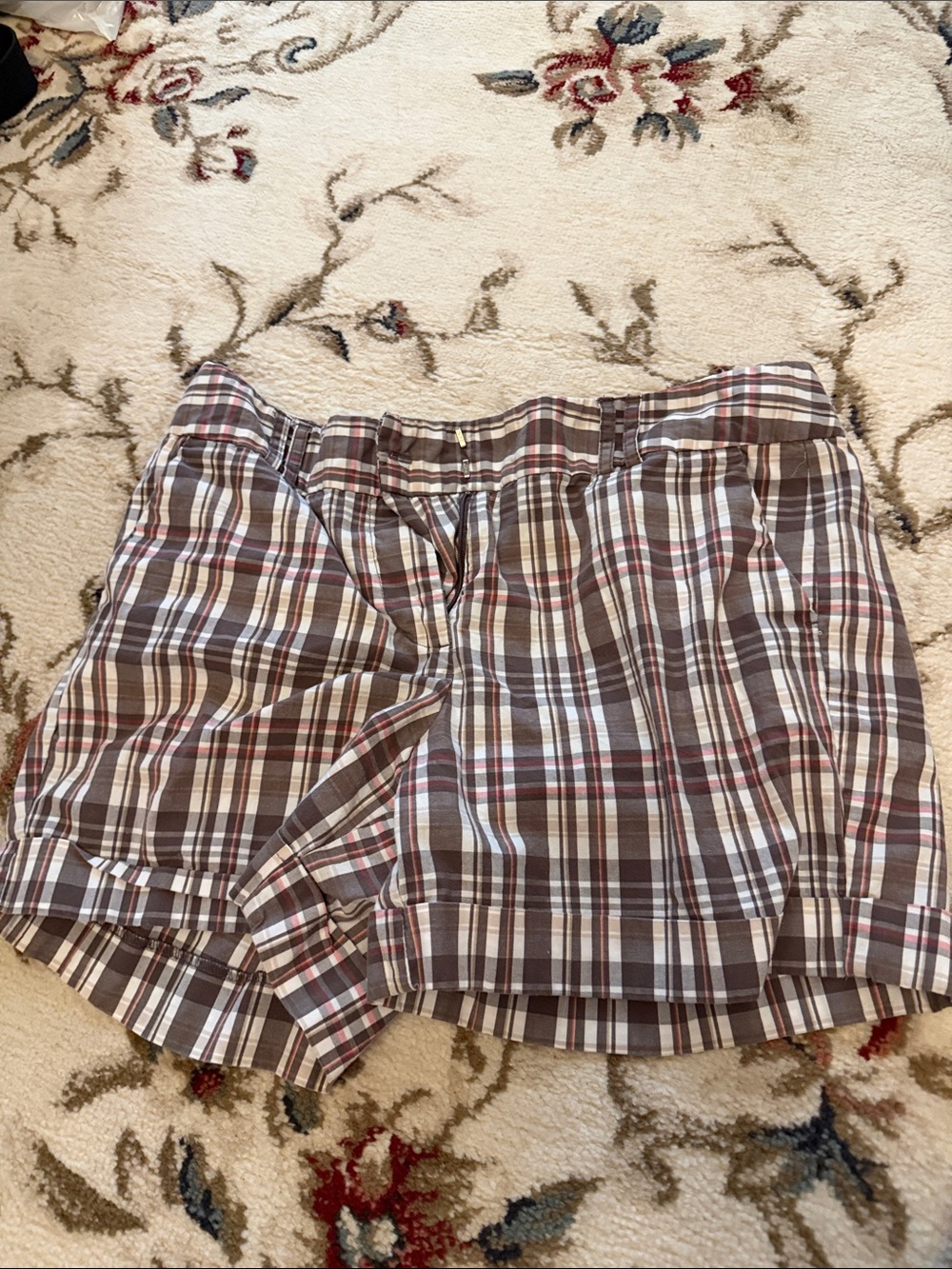 Women’s Plaid Cotton Shorts - Brown Multi Land N Sea